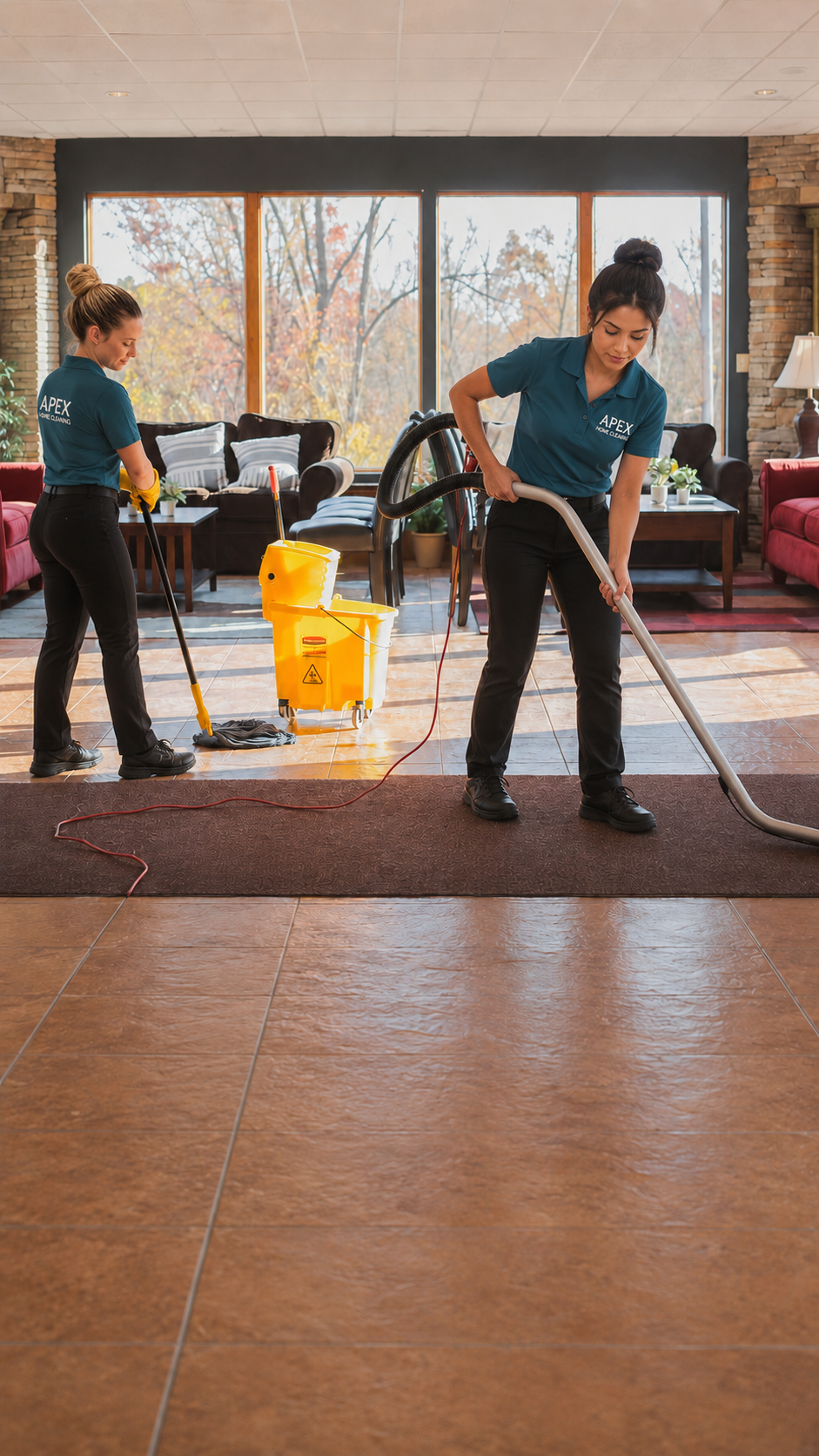Apex pros cleaning desks and workstations in a Canyon Lake office