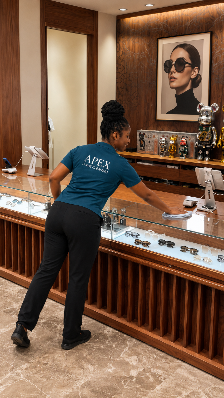Apex pro detailing a retail display counter in French Valley