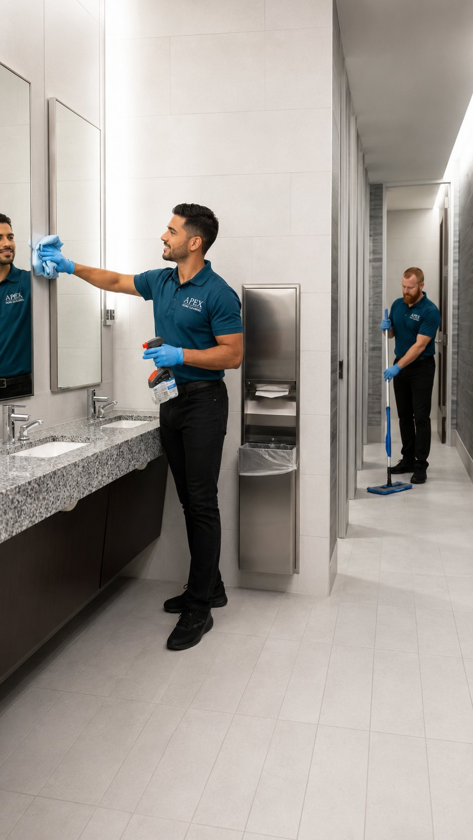 Apex pro cleaning a commercial restroom in Murrieta
